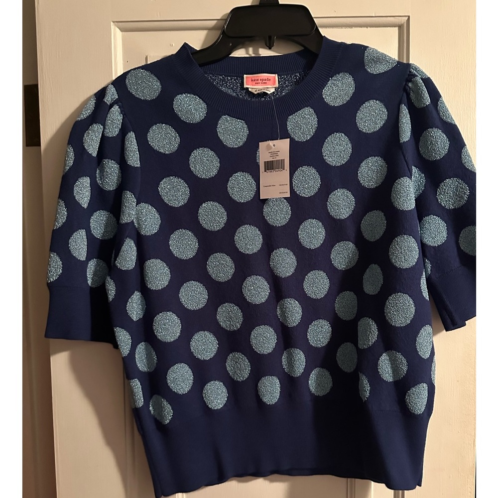 Kate Spade Polka dot navy top